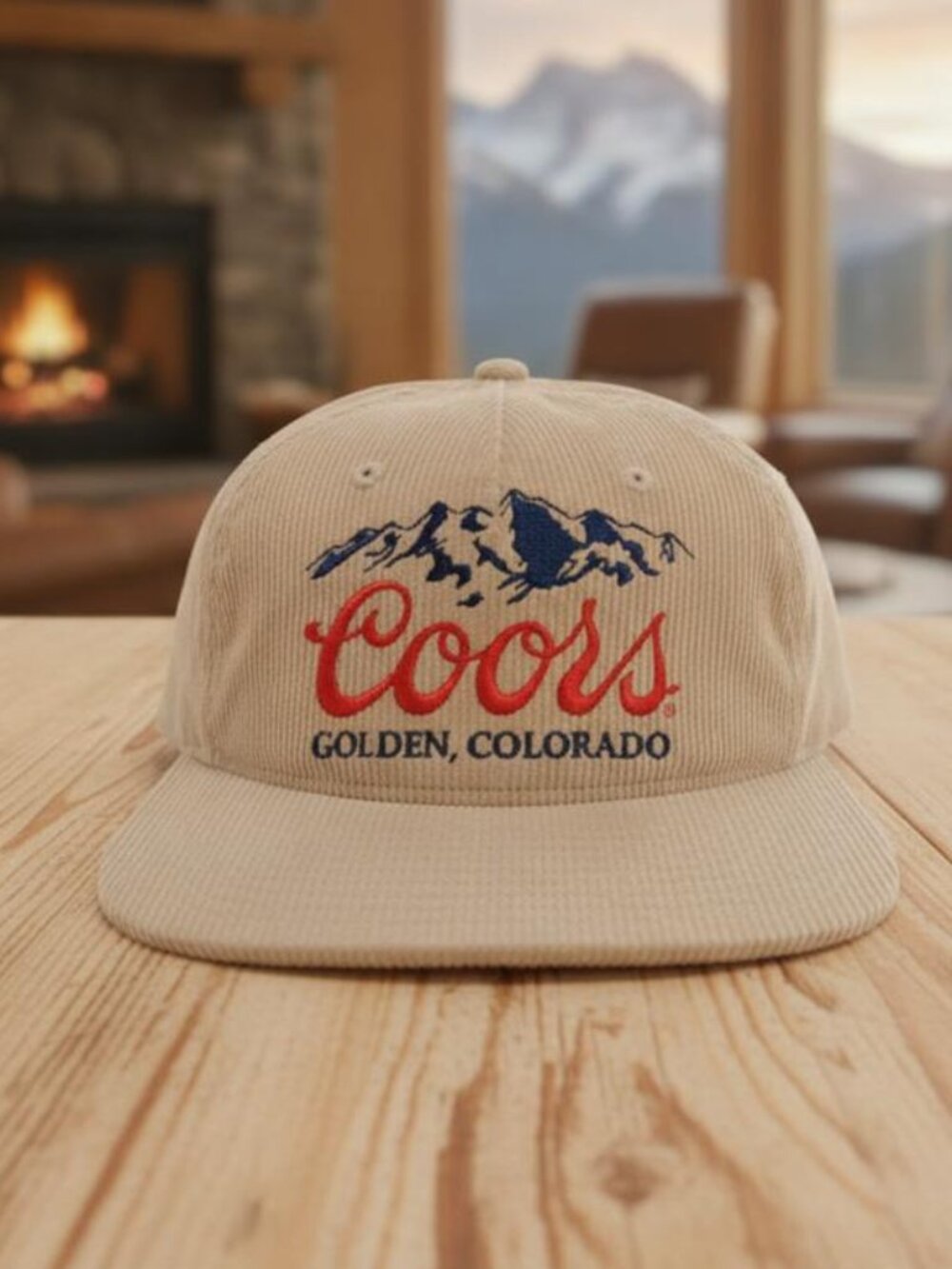Licensed Coors Vintage Corduroy Hat Tan Flat Bill Snapback Golden Colorado 90s
